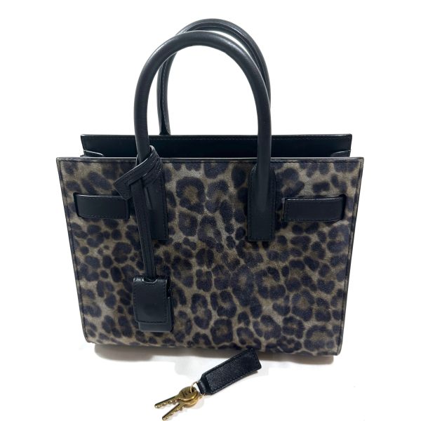 Saint laurent sac de jour nano svart / brunt djurprint sammet - Bild 7