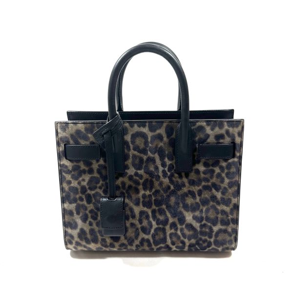 Saint laurent sac de jour nano svart / brunt djurprint sammet