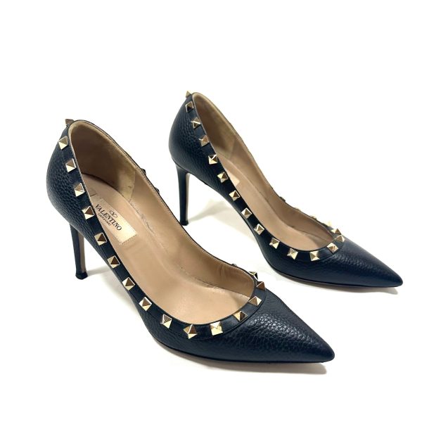 Valentino garavani rockstud pumps i svart läder, storlek 38 - Bild 2