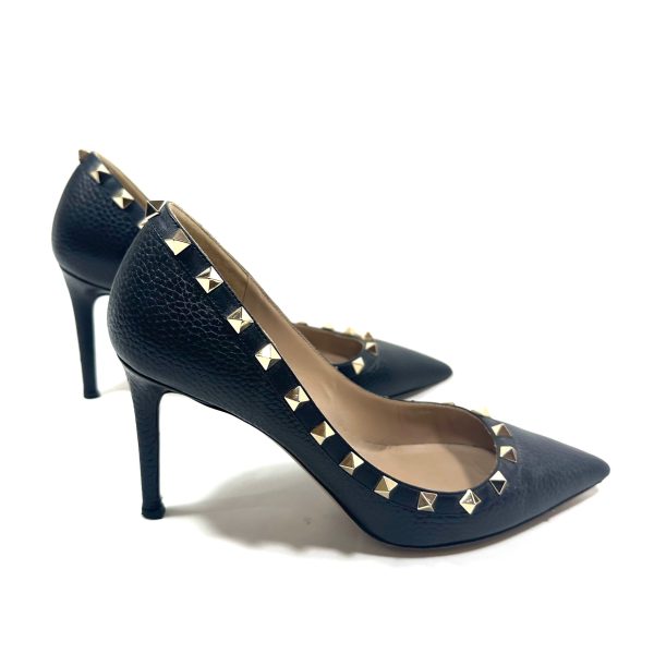 Valentino garavani rockstud pumps i svart läder, storlek 38 - Bild 3