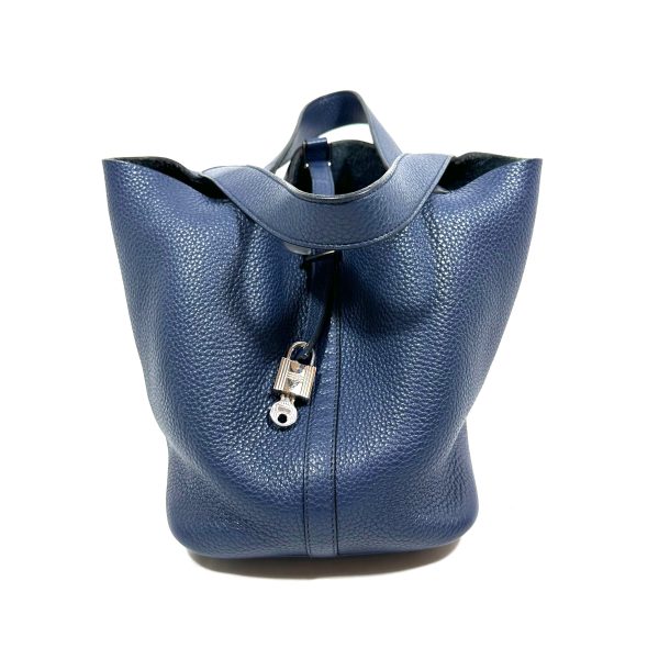 Hermès Picotin 22 Handbag, Blue Clemence Leather - Image 2