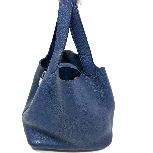 Hermès Picotin 22 Handbag, Blue Clemence Leather - Image 3