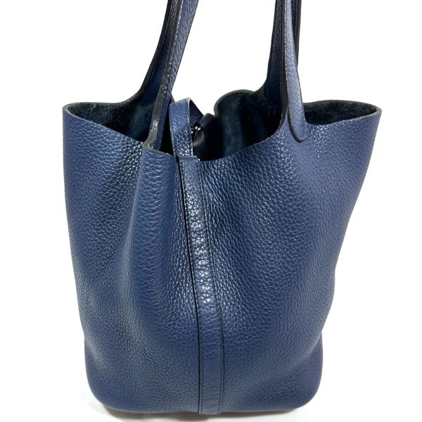 Hermès Picotin 22 Handbag, Blue Clemence Leather - Image 4