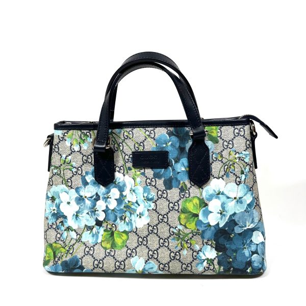 Gucci GG Supreme Canvas Blue Blooms Bag With Blue Leather Details - Image 3