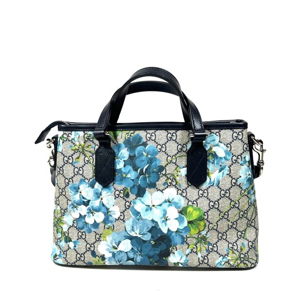 Gucci GG Supreme Canvas Blue Blooms Bag With Blue Leather Details - Image 4