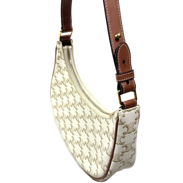 Celine Triomphe White Ava Shoulder Bag in Coated Canvas - Image 5