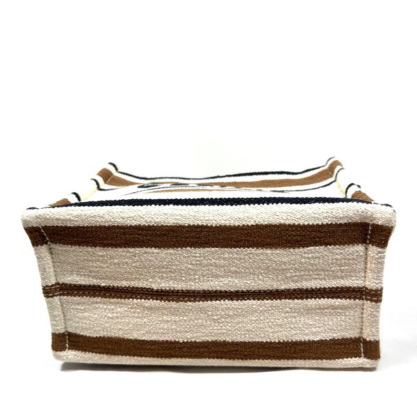 Celine Small Ecru Canvas ‘Cabas Thais’ Tote with Stripes and Leather Handles - Image 7