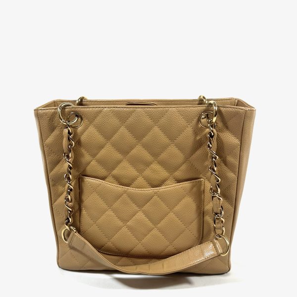 Chanel Petite Shopping Shoulder Tote in Beige Caviar Leather - Image 5