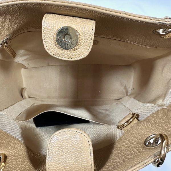 Chanel Petite Shopping Shoulder Tote in Beige Caviar Leather - Image 10