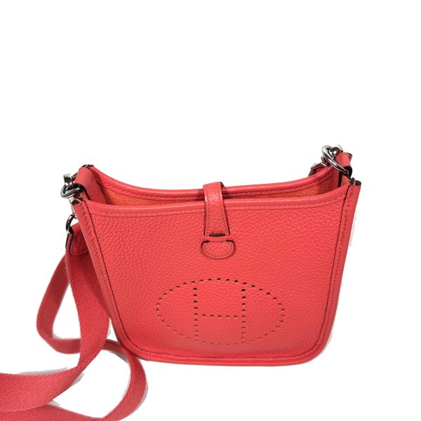 Hermès Mini Evelyne 16 TPM (Très Petite Modèle) Crossbody Väska i Rose Jaipur Clemence Läder - Bild 3