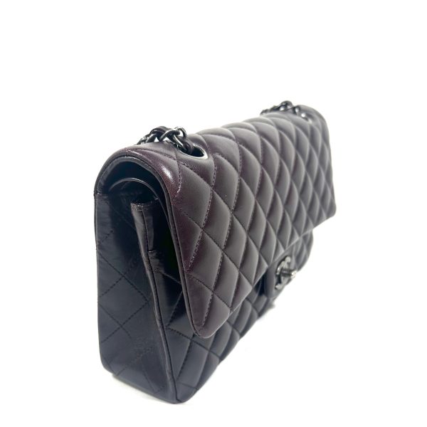 Chanel Medium Double Flap Shoulder Bag in Plum Quilted Lamb Leather - Image 6