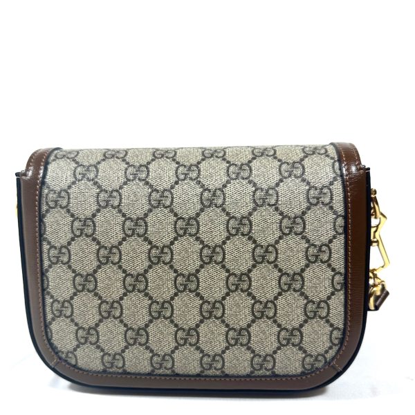 Gucci Horsebit 1955 Small Shoulder Bag in GG Supreme Canvas with Brown Leather - 2 Straps - Image 4