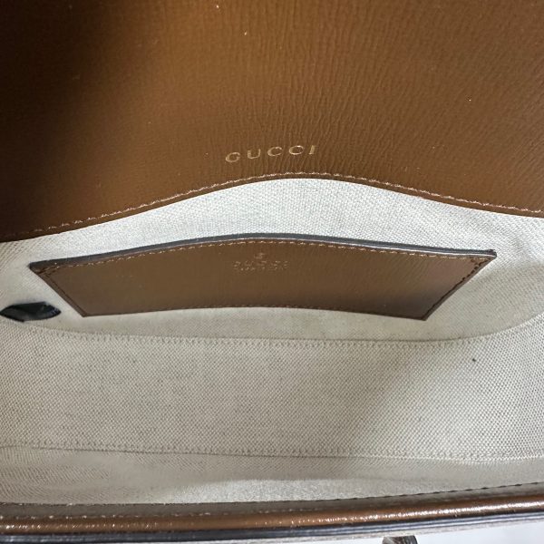 Gucci Horsebit 1955 Small Shoulder Bag in GG Supreme Canvas with Brown Leather - 2 Straps - Image 10