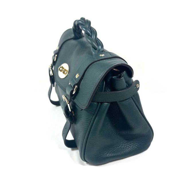 Mulberry Alexa Satchel Shoulder Bag in Green Heavy Grain Leather - Image 4