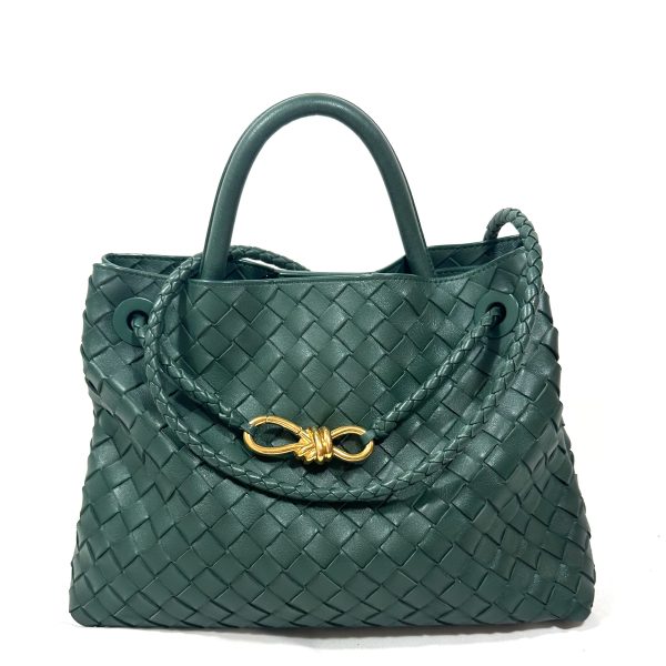 Bottega Veneta Andiamo Medium Crossbody Bag in Dark Green Intrecciato Leather - Image 3