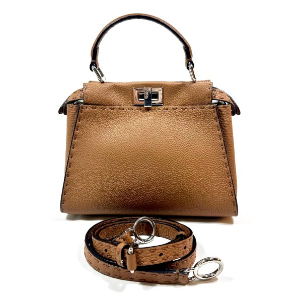 Fendi Peekaboo Small Väska i Brunt Grainat Läder - Bild 3