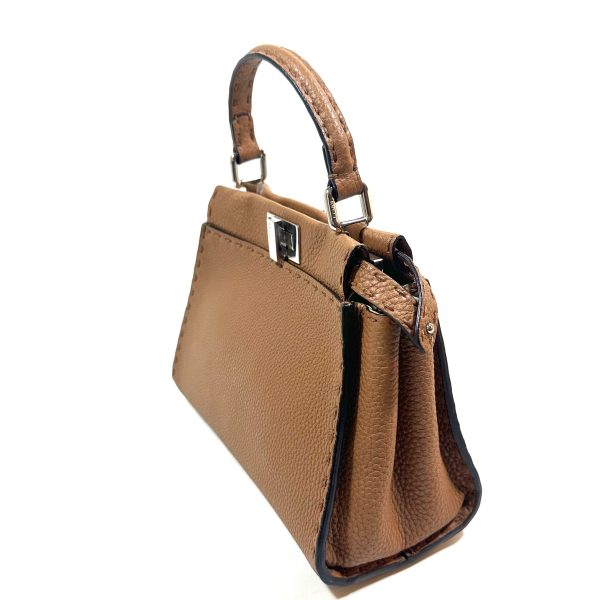 Fendi Peekaboo Small Väska i Brunt Grainat Läder - Bild 7