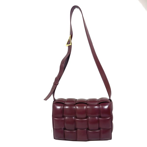 Bottega Veneta Padded Cassette Crossbody Bag in Burgundy Intreccio Leather - Image 3
