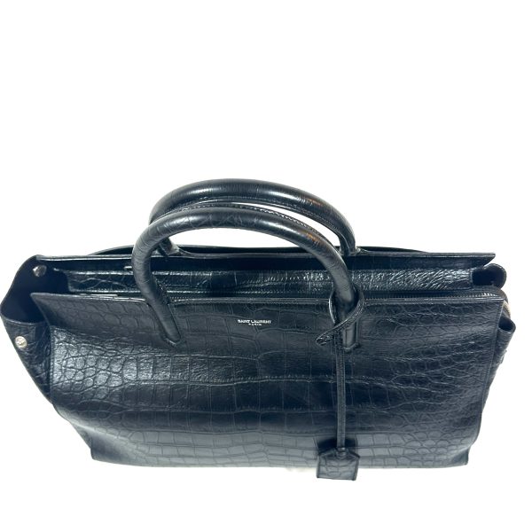 Saint Laurent YSL Cabas Rive Gauche Tote Bag in Black Embossed Leather - Image 3